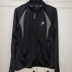 Head Womens Full Zip Jacket Large Black Gray Long Sleeve Pockets Lightweight‎